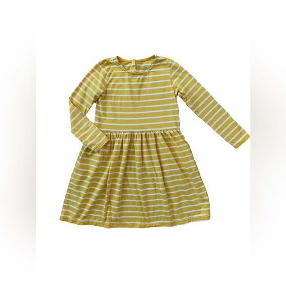 Primary Size 8-9 Yellow Striped Long Sleeve Perfect Pocket Dress - Picture 1 of 5